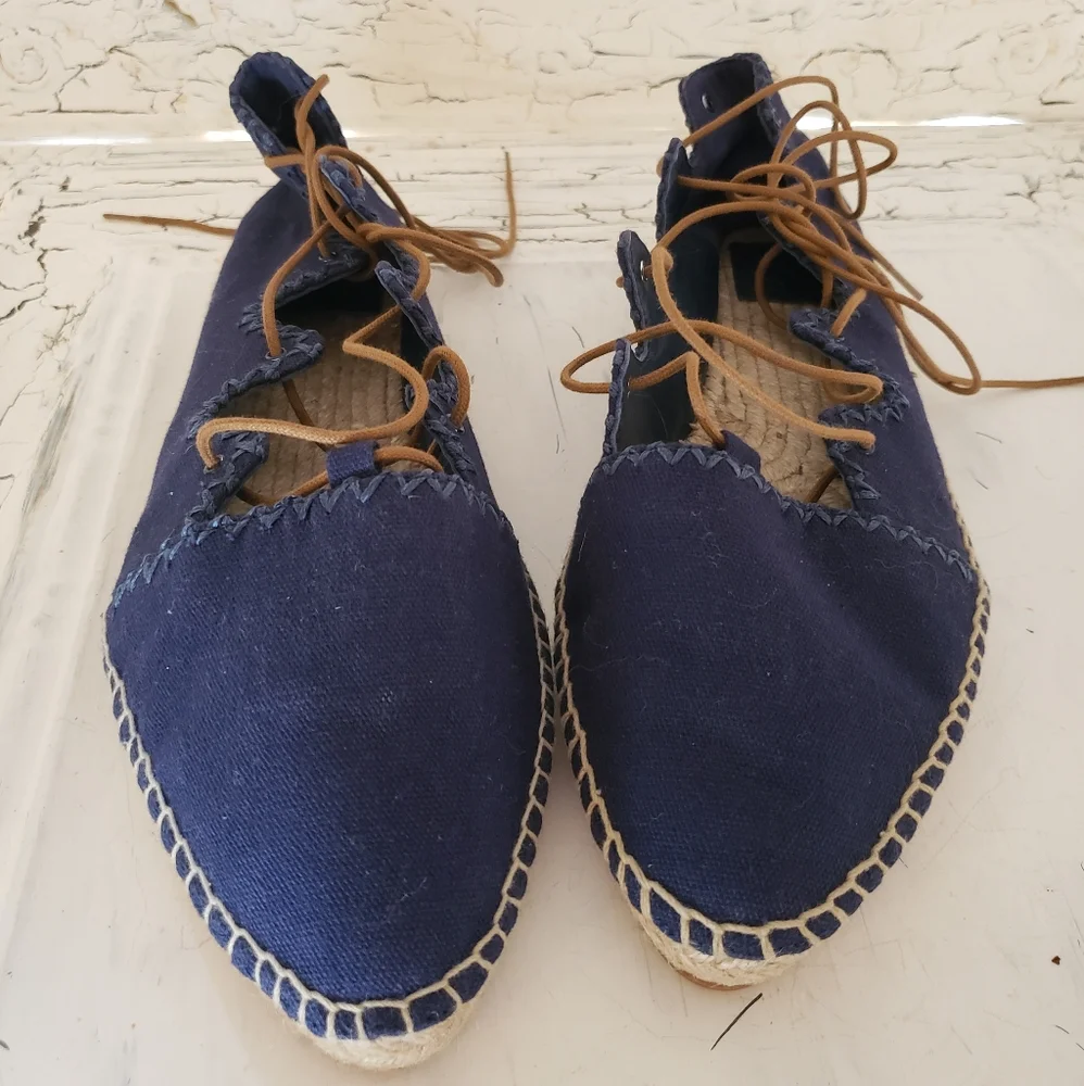 Tory Burch Sanoma Ghillie Espadrilles Slip On Lace Up Summer Shoes Designer